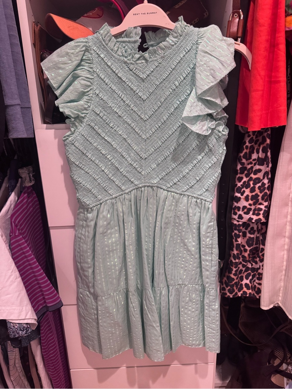 SAYLOR Mint Green Textured Ruffle Dress